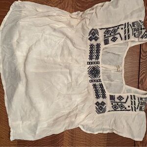 Hollister Cream Blouse with Black Embroidery
